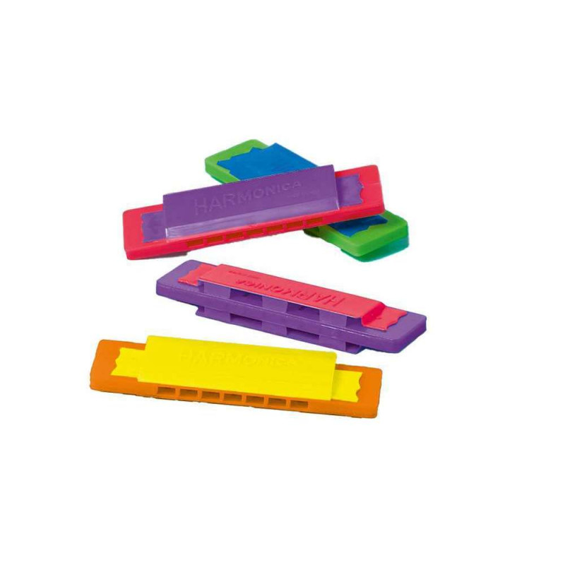 Mini harmonicas en plastique aux coloris variés -