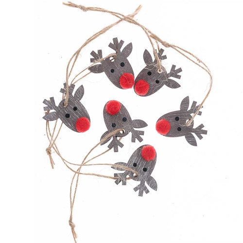 Décoration de Noël, Pendentif Renne en bois gris S