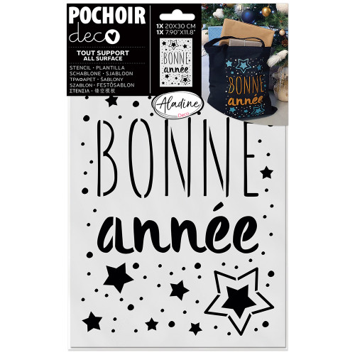 Pochoir Noël Bonne Année étoilée