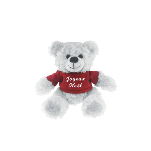 Ours blanc avec Tee shirt Joyeux Noël 15 cm