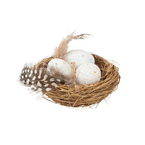 Décoration de Pâques - Nids et 3 oeufs en resine b