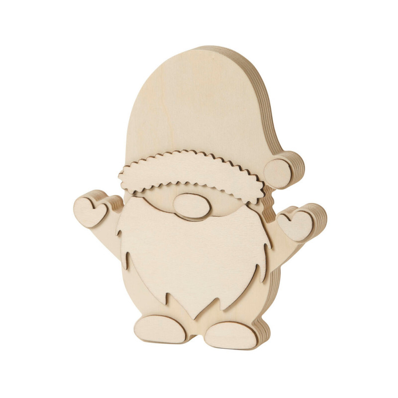 Gnome en bois brut à décorer et à poser - 18x15x1,