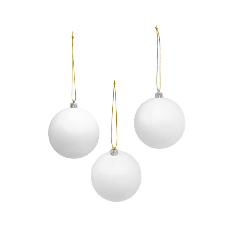 3 boules en plastique DIY à décorer, coloris blanc
