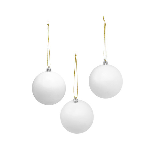 3 boules en plastique DIY à décorer, coloris blanc