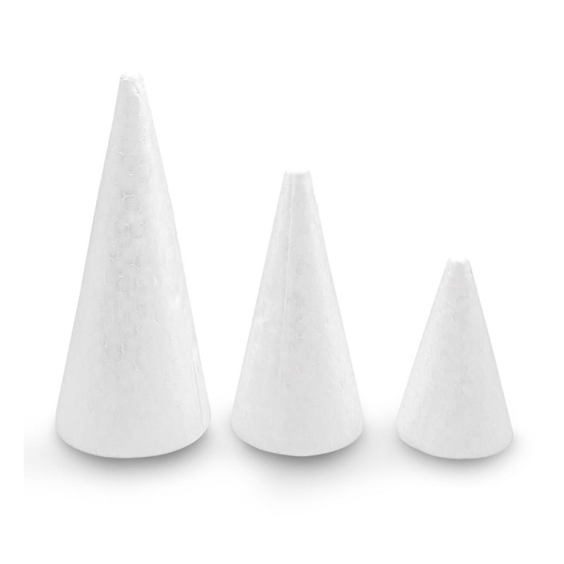3 cônes DIY en polystyrène, coloris blanc - 7,5 à