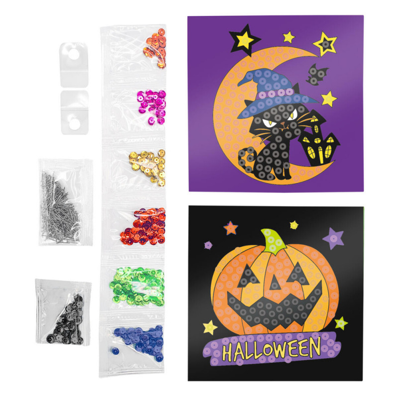 Kit de 2 tableaux sequins, thème Halloween, colori