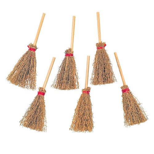 Décoration Halloween : mini balais en bois, colori