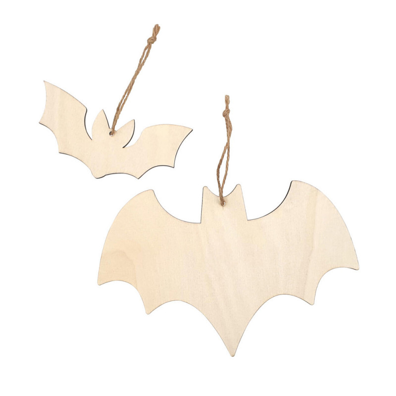 2 suspensions chauves-souris DIY en bois, coloris