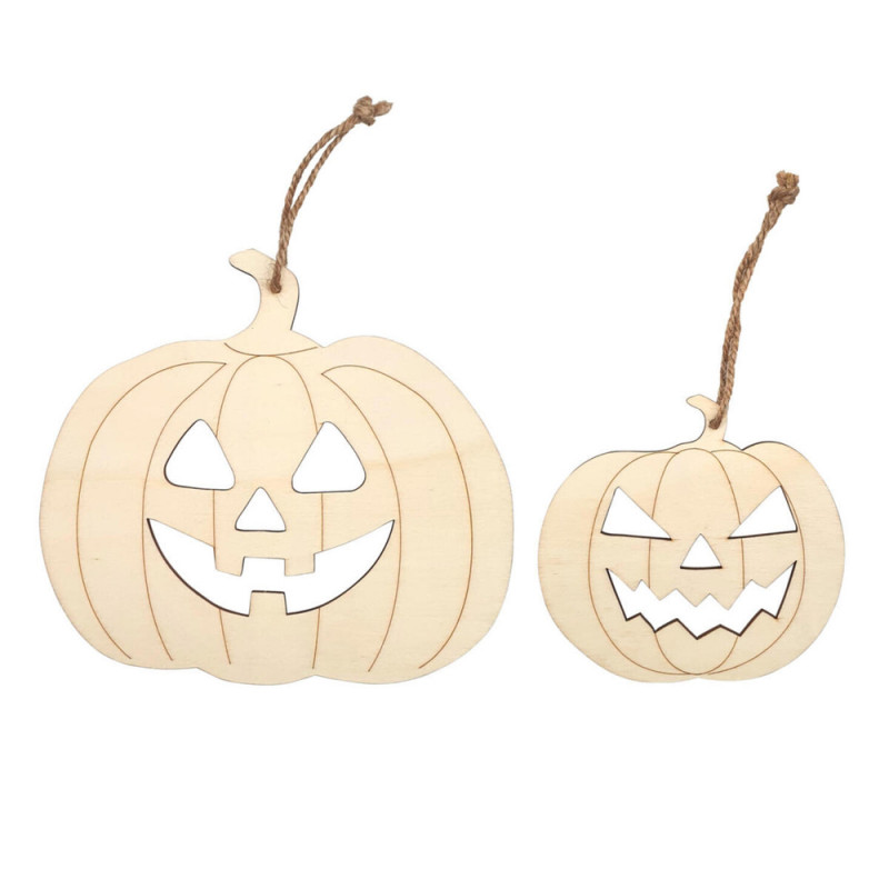 2 suspensions citrouilles DIY en bois - 11,5 et 17