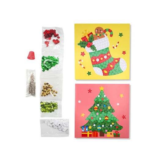 Kit de 2 tableaux sequins, thème hiver festif, col