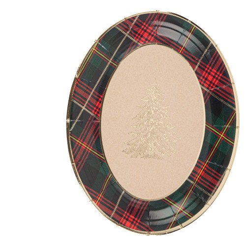 8 assiettes en carton, motif scottish, coloris mix