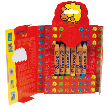 Crayons de couleurs Giotto be-bè x6 +étui avec acc