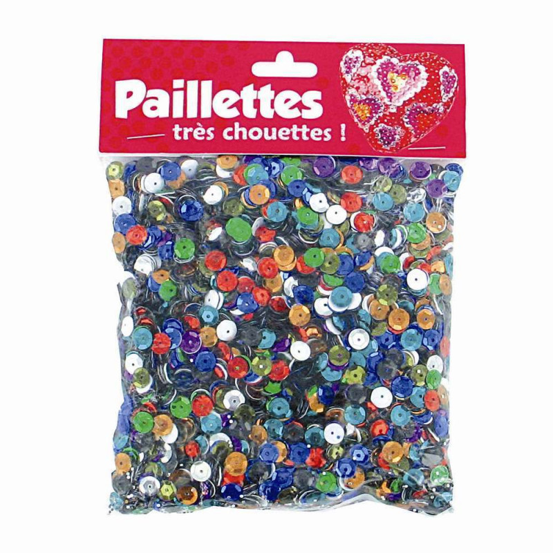 Sachet de paillettes multicolore en plastique 6mm,