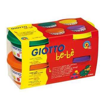 Pâte à jouer 4x100g: Violet, jaune, orange, vert