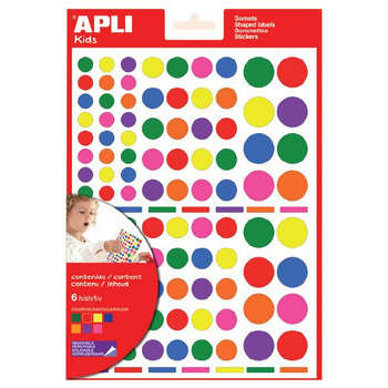 Gommettes rondes enlevables, la pochette de 6 feui