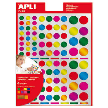 Gommettes (x624), sur 6 feuilles - Ronds, coloris