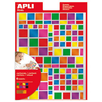 Gommettes (x756), sur 6 feuilles - Carrés, coloris