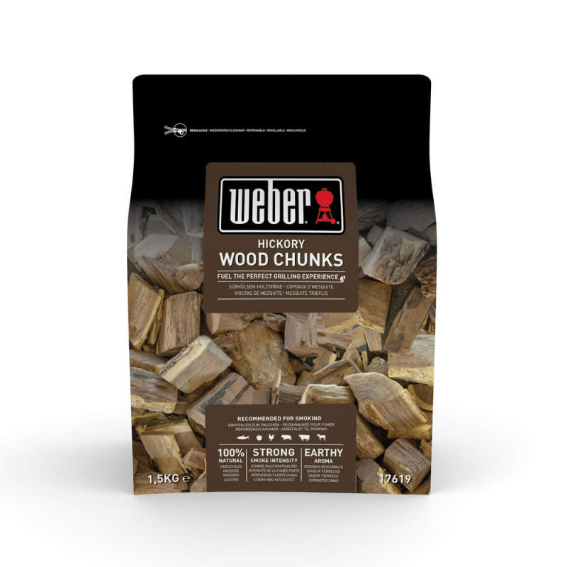 Gros morceaux de bois de fumage Hickory  1,5 kg