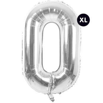 Ballon aluminium chiffre 0 argenté, haut. 86 cm