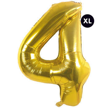 Ballon aluminium chiffre 4 doré, haut. 86 cm