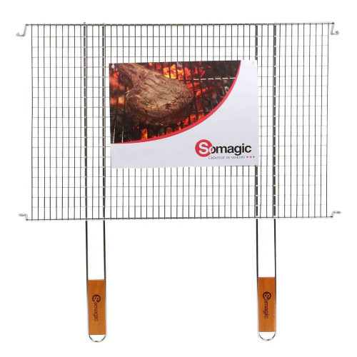 Grille barbecue simple sur pieds : acier, 60x40cm