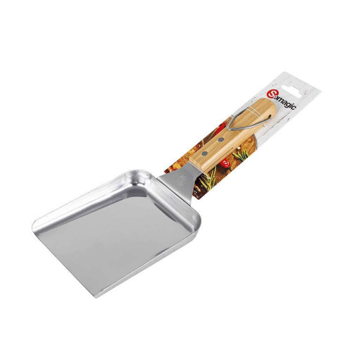 Pelle à légumes pour barbecue : inox/bambou, 29,5c