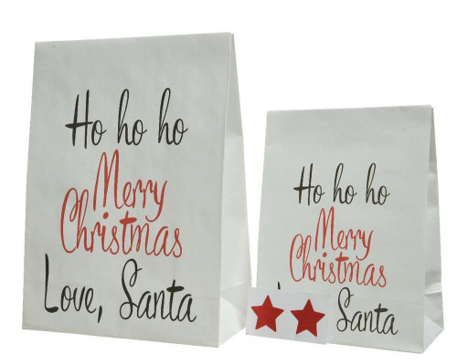 Sac cadeau papier blanc et rouge - l. 20,5 x H. 27