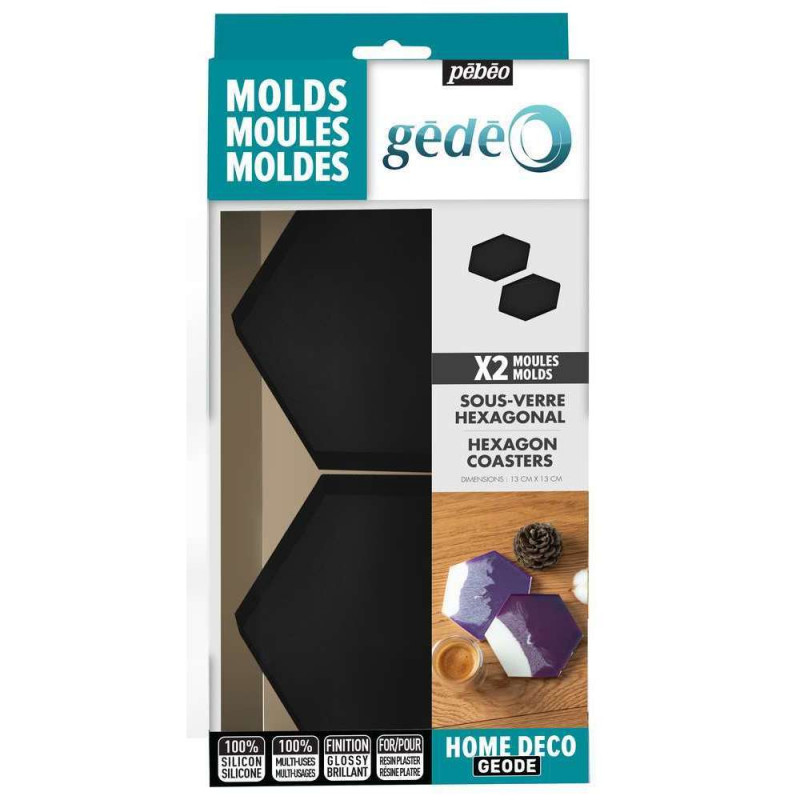 Kit deux moules dessous de verre hexagonaux