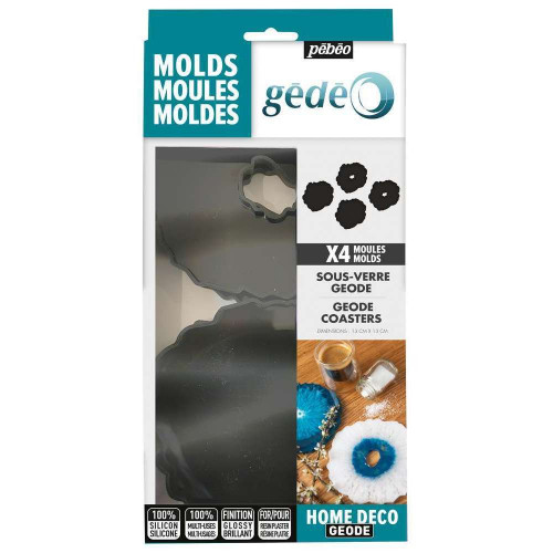 Kit 4 moules dessous de verre forme Géode en silic