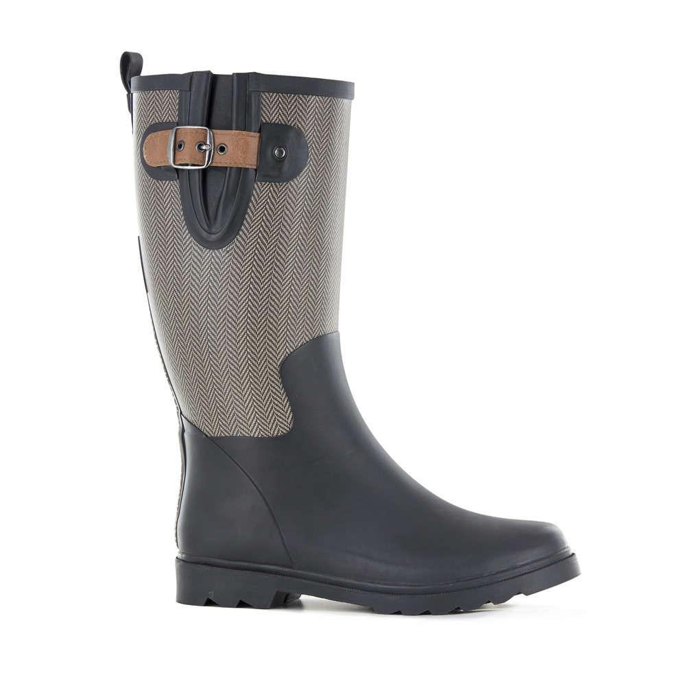 Bottes En Caoutchouc Pour Femme Avec Talon - Bottes De Pluie Mi-hautes Imperméables Pour Jardin, Travail, Pêche
