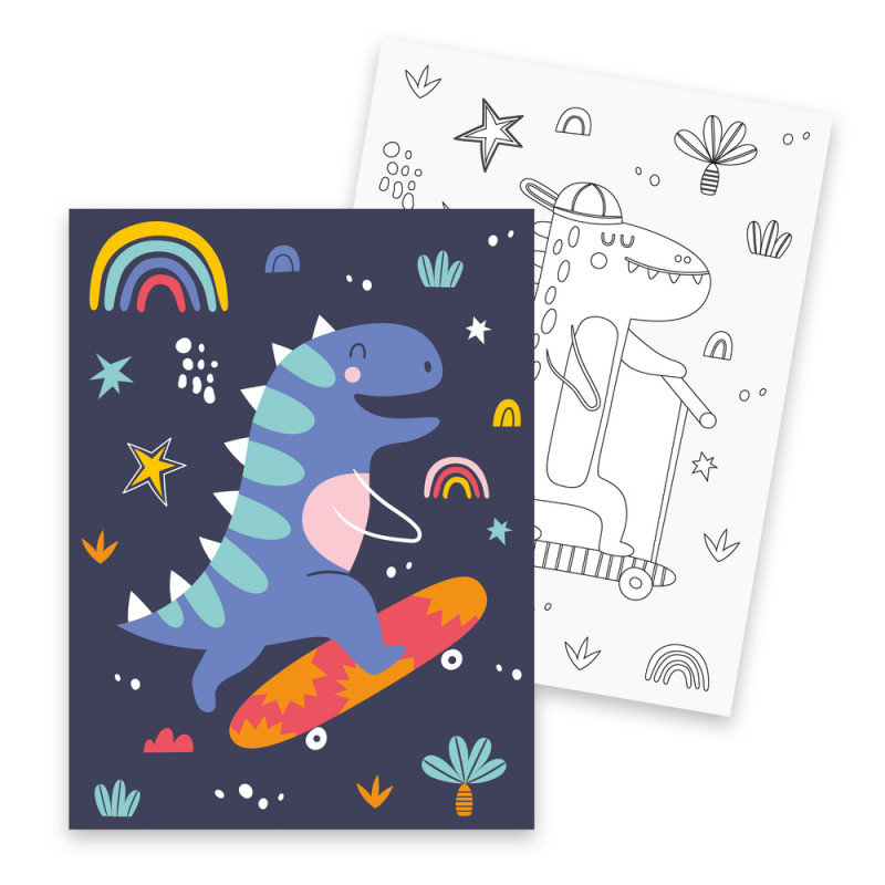 Kit enfant, peinture par numéro 'Dino rigolo', 2 p