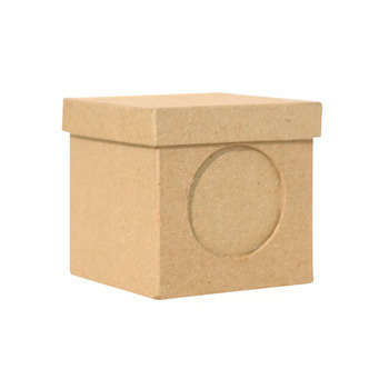Boîte cube avec porte-photo, en papier maché
