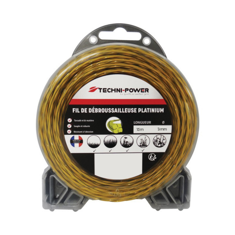 Fil de debroussailleuse torsade platinium ø 3 mm /