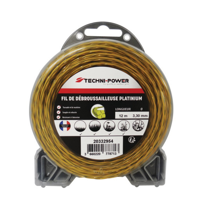 Fil de debroussailleuse torsade platinium ø 3,3 mm