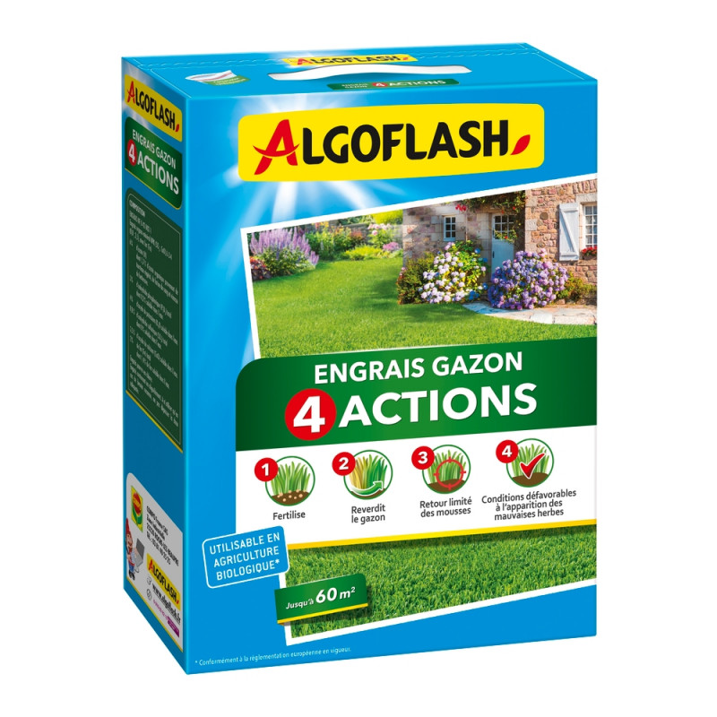 Engrais gazon 4 actions 3 kg (jusqu'à 60m²)