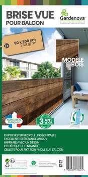 Brise vue balcon, modèle Bois, H. 90 x L. 300 cm