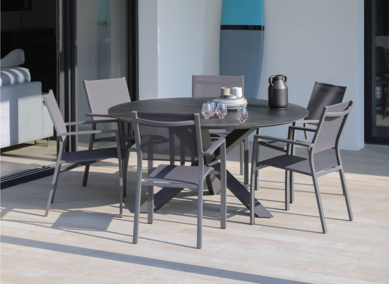 TABLE FERRONE Ø150 FIXE GRAPHITE MYSTIC