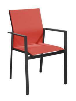 Fauteuil jardin empilable Delia : alu, rouge