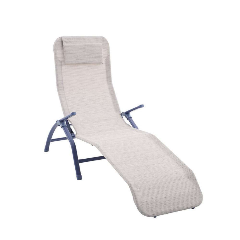 Chaise relax en aluminium et toile polyester bleue