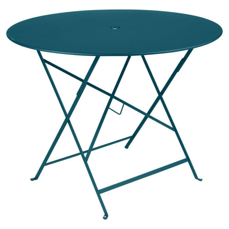 Table bistro : acier bleu acapulco d.96cm