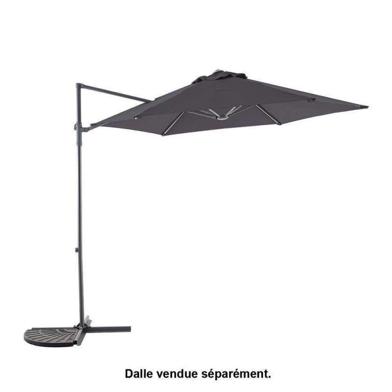 Parasol Push up déporté en toile anthracite - 270x