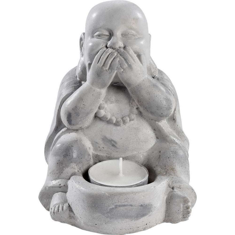 Photophore moine zen en béton ciré gris - L. 11xl.