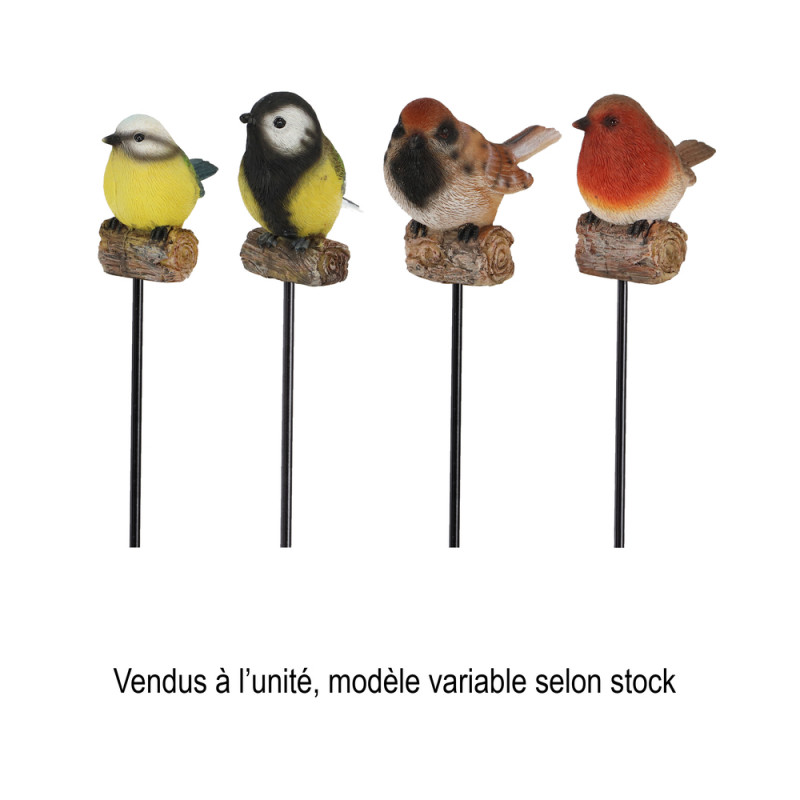 Petit oiseau sur pique en résine, vente à l'unité