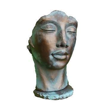 Statue visage femme - Effet bronze H. 115 x l. 56