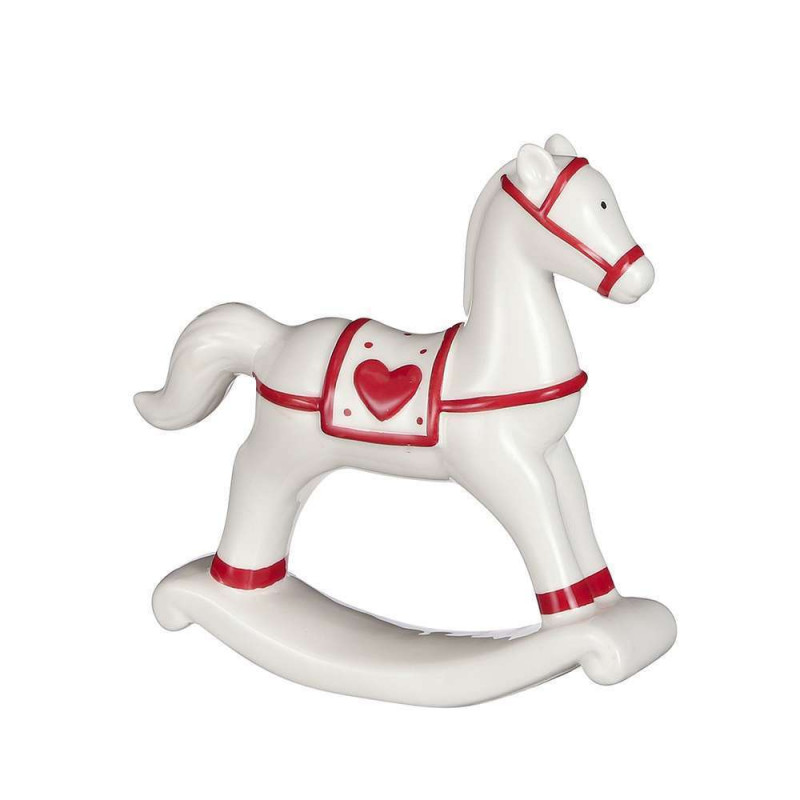 Cheval blanc rouge L. 16. 5xH. 16. 5cm