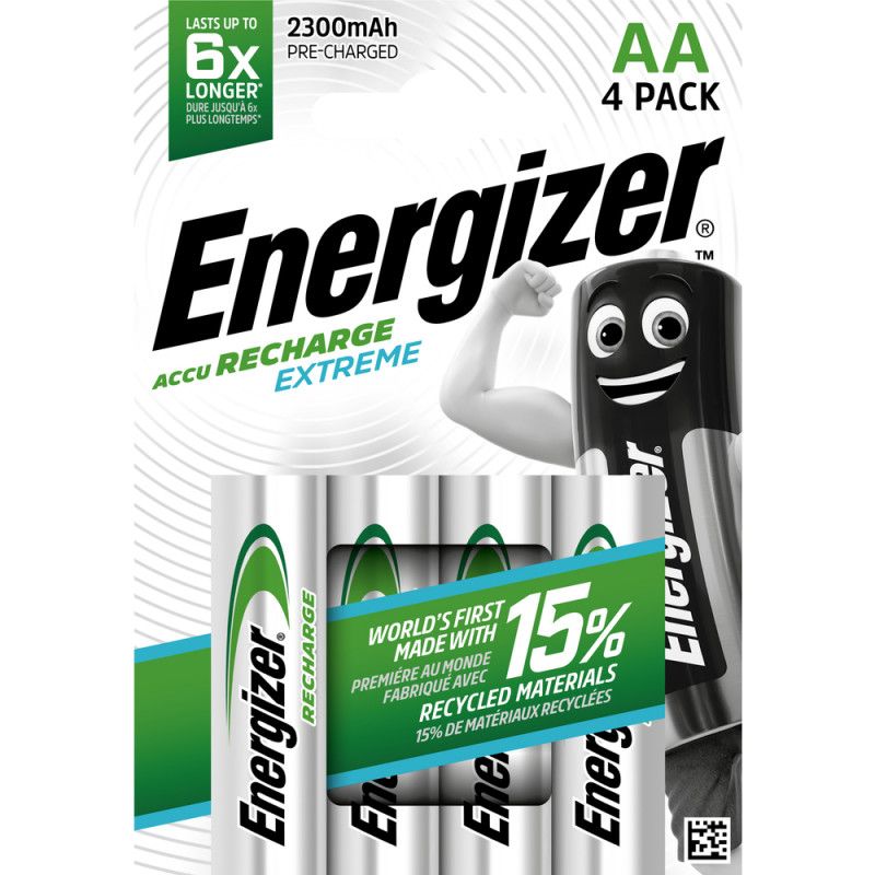 Pack de 4 piles rechargeables AA/HR06 Energizer Ex