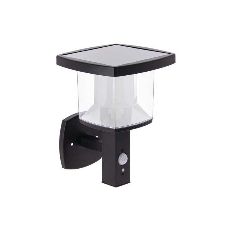 Applique solaire murale LED, acier noir, détecteur