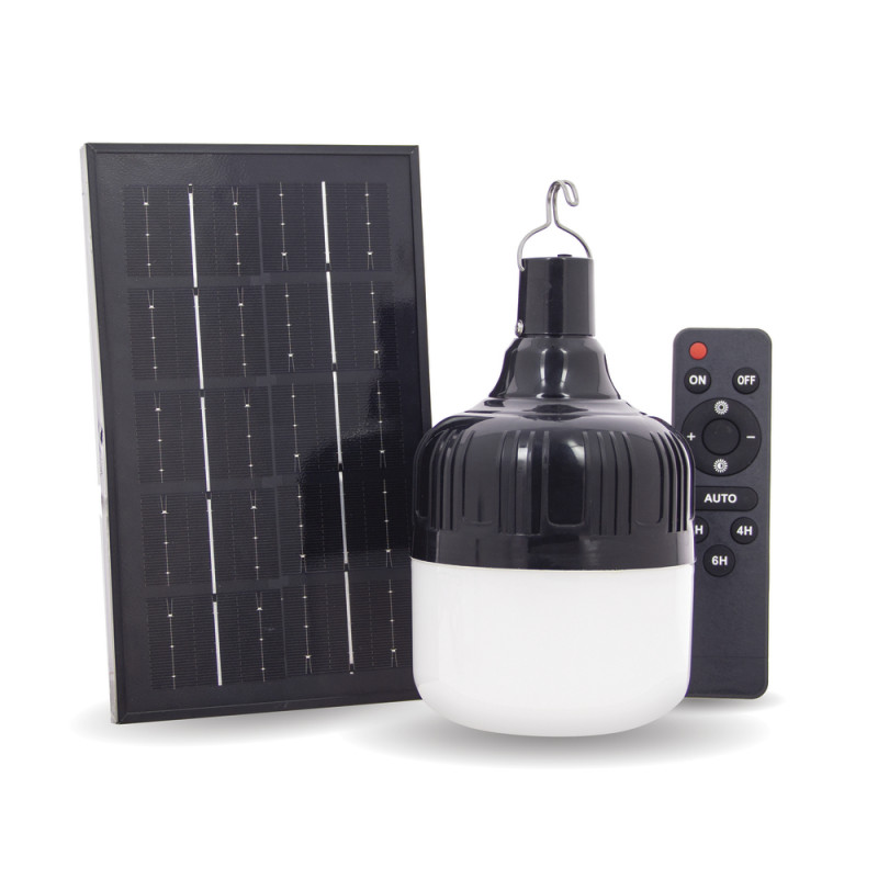 Lanterne LED noire à suspendre hybride, rechargeab