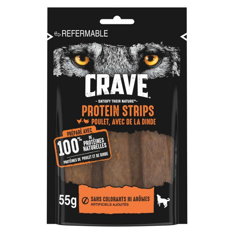 Friandises poulet/dinde chien : sachet, 55g