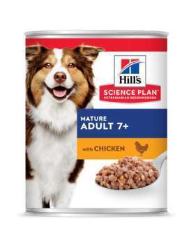 Boîte Science Plan mature 7+ au poulet pour chien